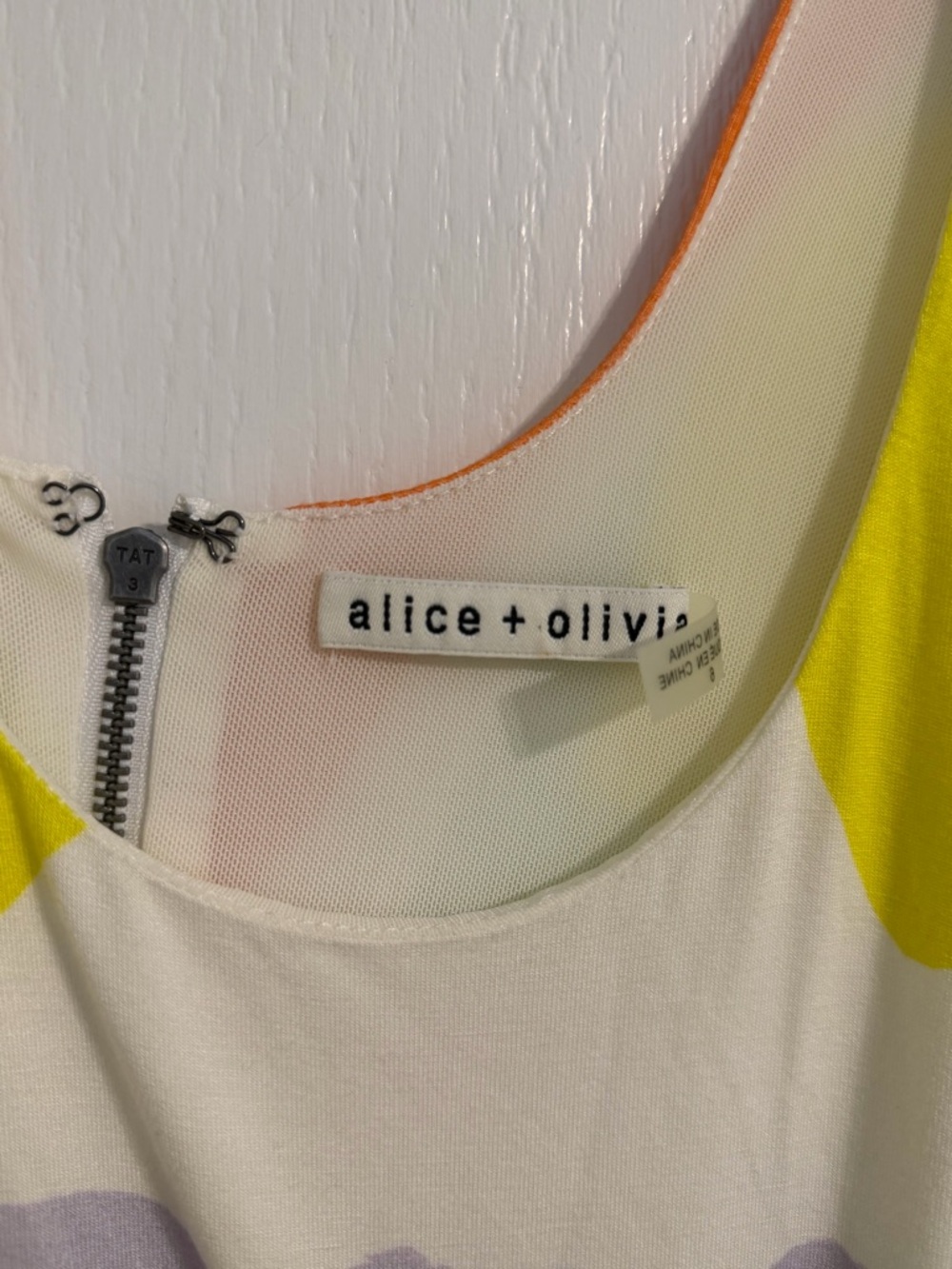 Alice & Olivia James Scoop-Neck Sleeves Fitted Abstract Dress Sz 6 - Picture 2 of 7